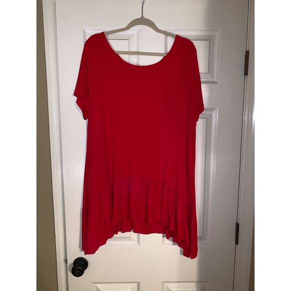 Bellamie Tops - Red Peplum top with criss-crossed back size 3x
